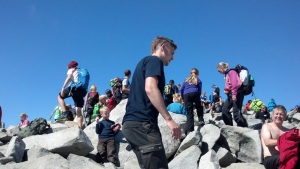 A lot of people on the top of Galdhøpiggen